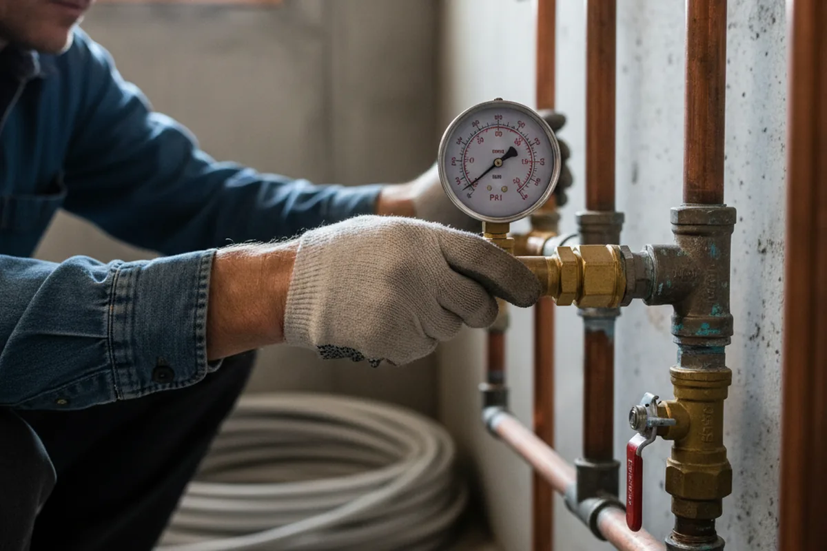 Pressure testing a repaired line during Water Line Repair in Woodburn